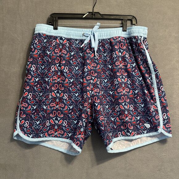 Burlebo Swim Trunks Mens 2XL Bandana Print 4 Way Stretch 6.5" Inseam Quick Dry - Picture 1 of 11